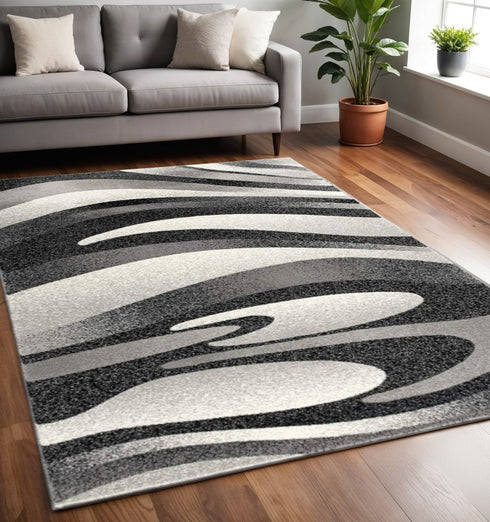 2' X 4' Gray Abstract Dhurrie Area Rug